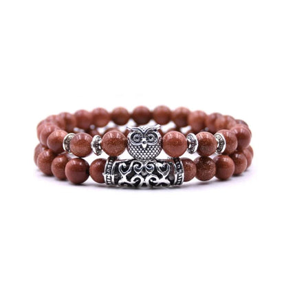 Boho Owl Beaded Stone Wristband