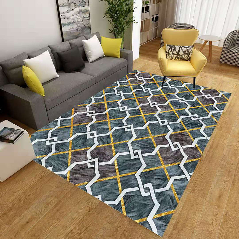 Colorful Geometric Area Rug Polypropylene Non-Slip Machine Washable
