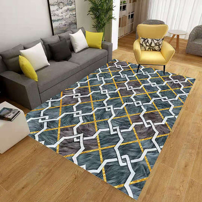 Colorful Geometric Area Rug Polypropylene Non-Slip Machine Washable