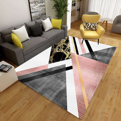Colorful Geometric Area Rug Polypropylene Non-Slip Machine Washable