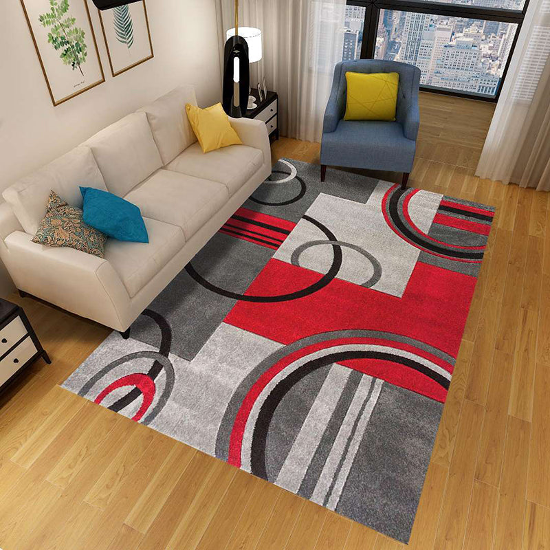 Colorful Geometric Area Rug Polypropylene Non-Slip Machine Washable