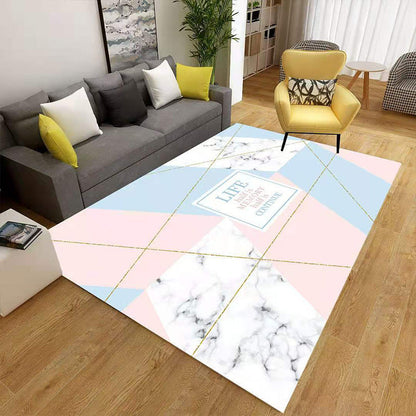 Colorful Geometric Area Rug Polypropylene Non-Slip Machine Washable