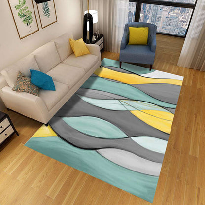 Colorful Geometric Area Rug Polypropylene Non-Slip Machine Washable