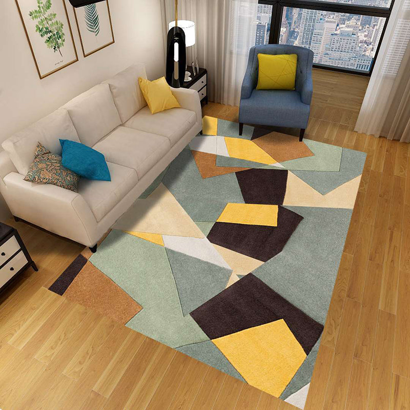 Colorful Geometric Area Rug Polypropylene Non-Slip Machine Washable