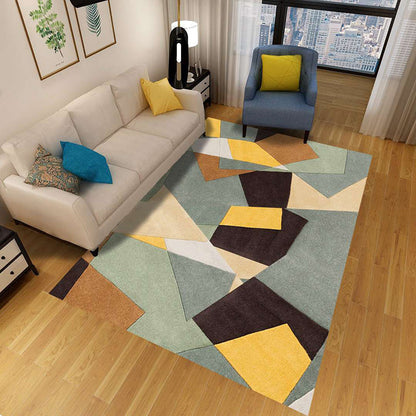 Colorful Geometric Area Rug Polypropylene Non-Slip Machine Washable