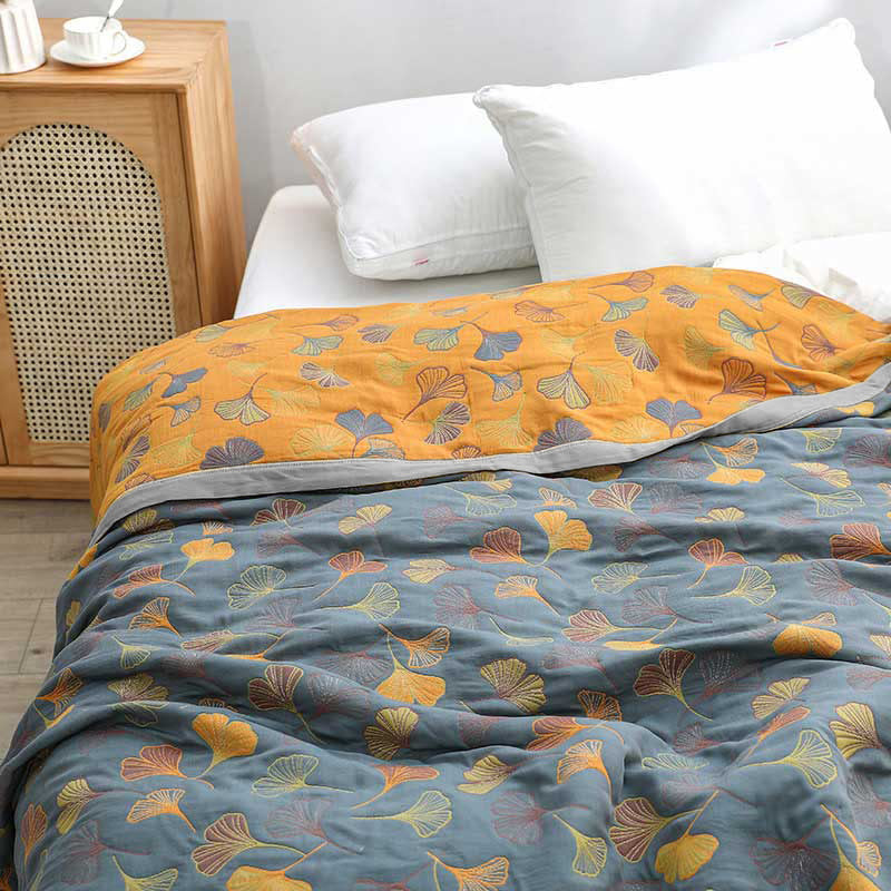 Green Leaf Pattern Cotton Bedding Set - Fesara