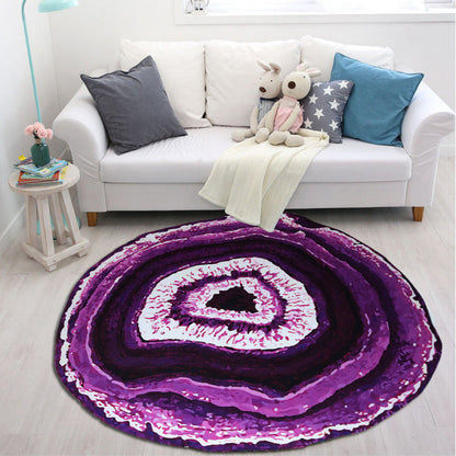 Colorful 3D Tree Round Non-Slip Living Room Carpet