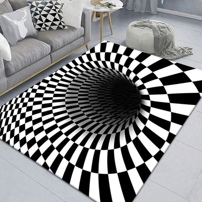 Stylish 3D Pattern Black Area Rug Soft Non-Slip Carpet