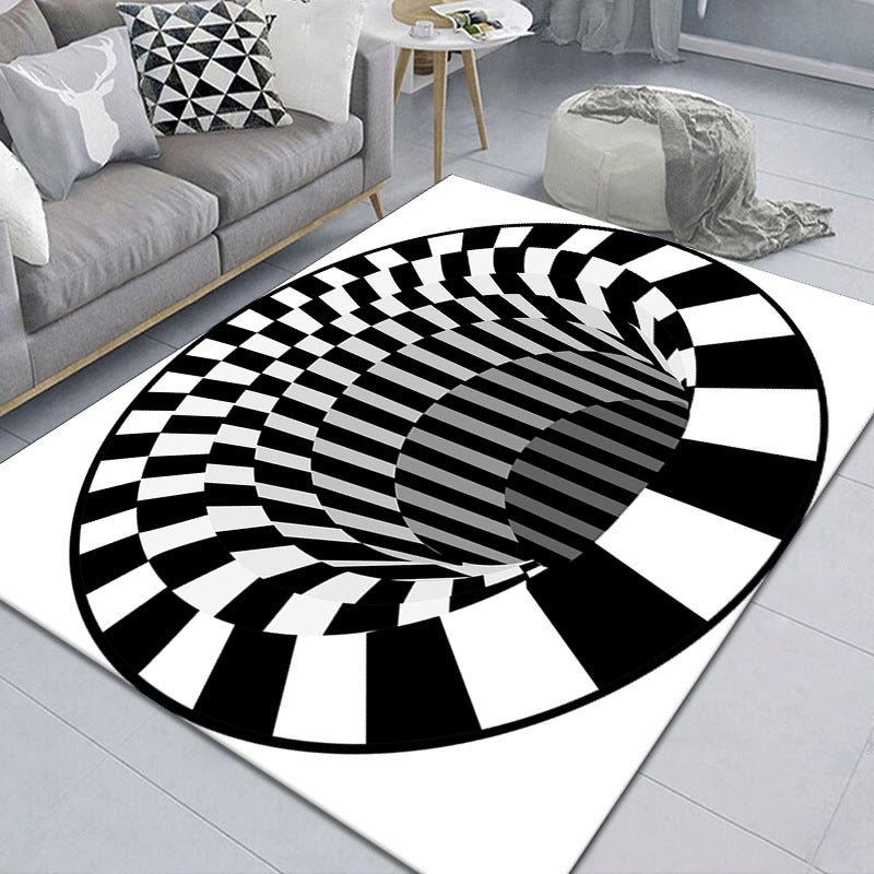 Stylish 3D Pattern Black Area Rug Soft Non-Slip Carpet
