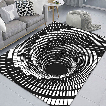 Stylish 3D Pattern Black Area Rug Soft Non-Slip Carpet