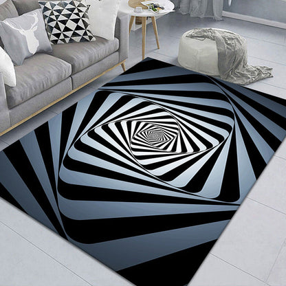 Stylish 3D Pattern Black Area Rug Soft Non-Slip Carpet