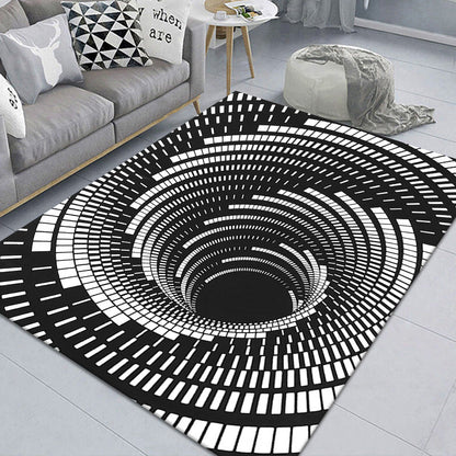 Stylish 3D Pattern Black Area Rug Soft Non-Slip Carpet