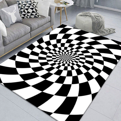 Stylish 3D Pattern Black Area Rug Soft Non-Slip Carpet