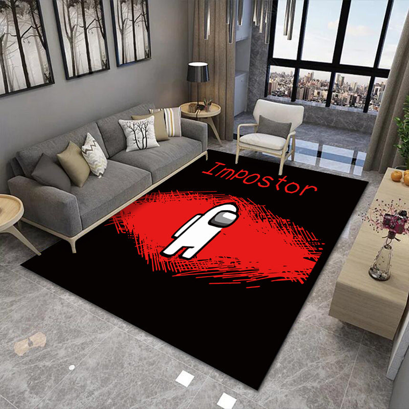 Stylish 3D Pattern Black Area Rug Soft Non-Slip Carpet