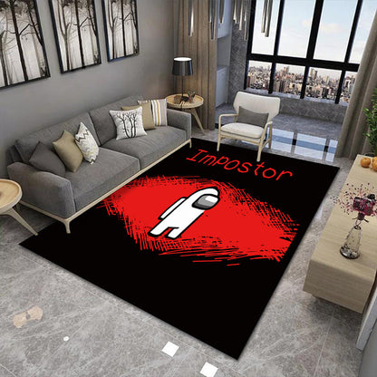 Stylish 3D Pattern Black Area Rug Soft Non-Slip Carpet