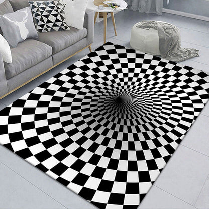 Stylish 3D Pattern Black Area Rug Soft Non-Slip Carpet