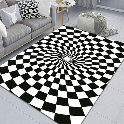 Stylish 3D Pattern Black Area Rug Soft Non-Slip Carpet