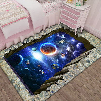 Stylish 3D Pattern Black Area Rug Soft Non-Slip Carpet