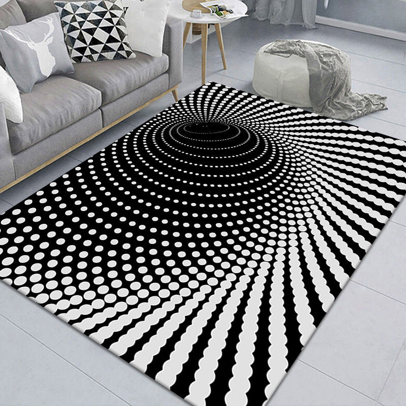 Stylish 3D Pattern Black Area Rug Soft Non-Slip Carpet