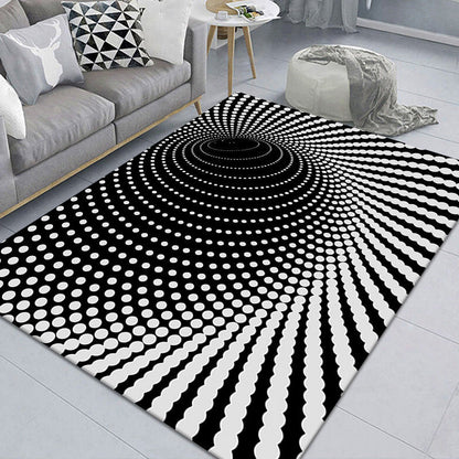 Stylish 3D Pattern Black Area Rug Soft Non-Slip Carpet