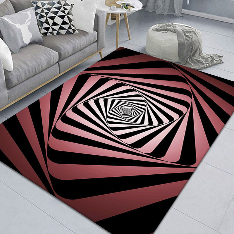 Stylish 3D Pattern Black Area Rug Soft Non-Slip Carpet