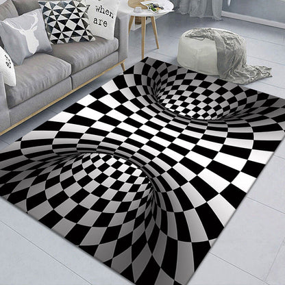 Stylish 3D Pattern Black Area Rug Soft Non-Slip Carpet