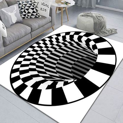 Stylish 3D Pattern Black Area Rug Soft Non-Slip Carpet