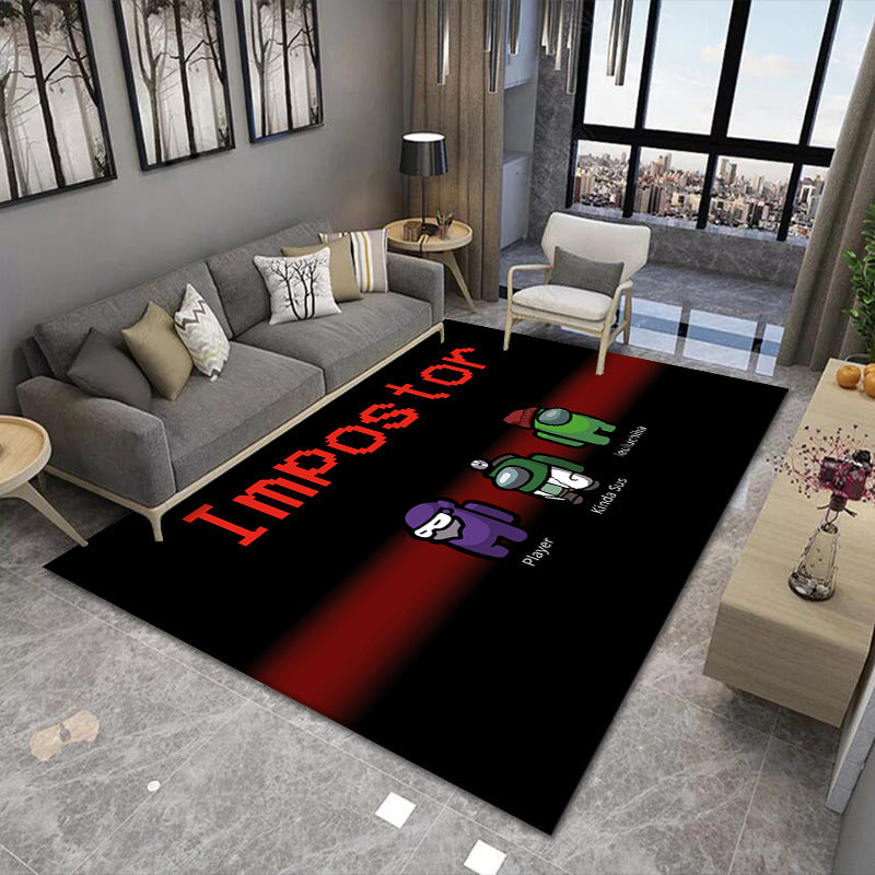 Stylish 3D Pattern Black Area Rug Soft Non-Slip Carpet