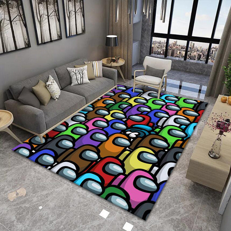 Stylish 3D Pattern Black Area Rug Soft Non-Slip Carpet