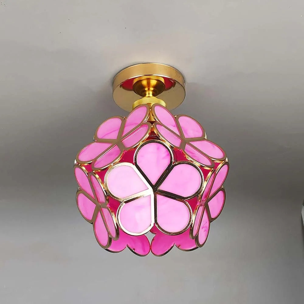 Elegant Glass Ceiling Lamp with Flower Design