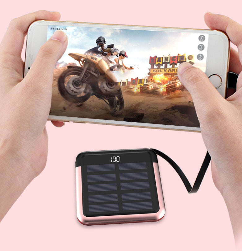 Compact Portable Solar Charger with Hidden Cable