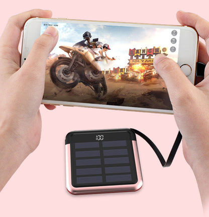 Compact Portable Solar Charger with Hidden Cable