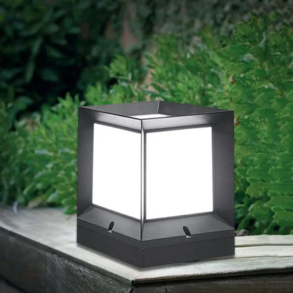 Contemporary Garden Lamp – Slim Metal Cube Outdoor Light - Fesara