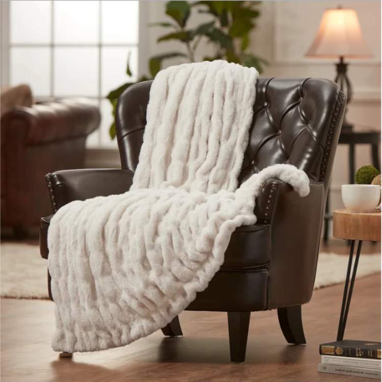 Plush Synthetic Fur Blanket Throw