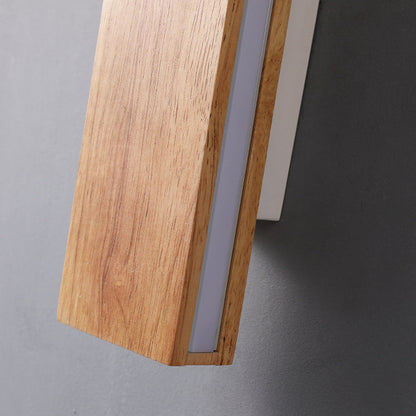 Rustic Wooden Slim LED Wall Lamp