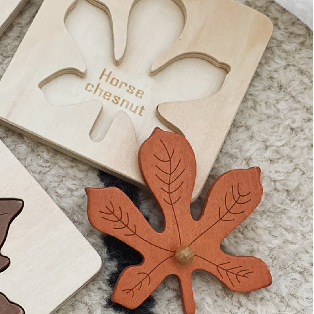 Natural Wooden Leaf Shape Sorting Puzzle