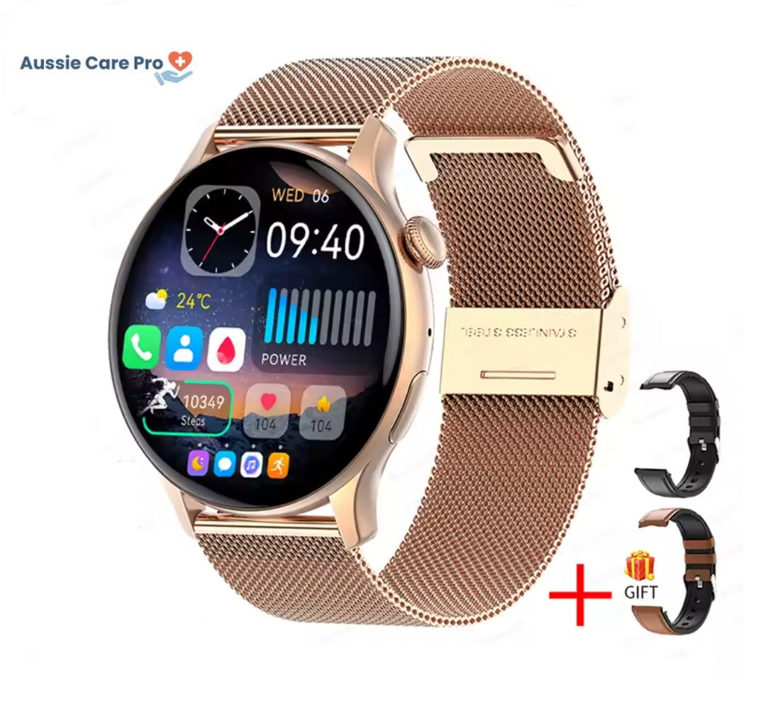 Luxury Gold Ladies Smartwatch with Fitness Tracker