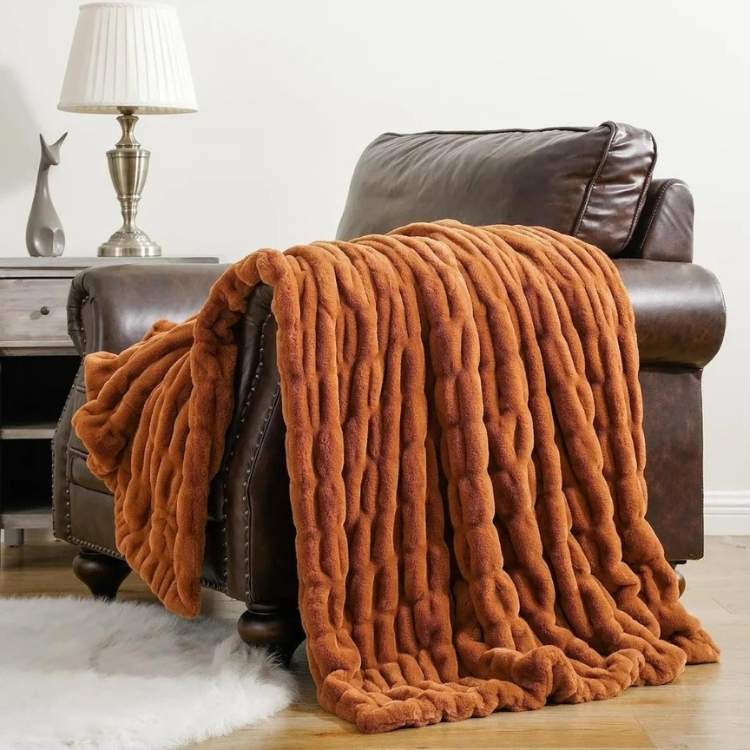 Plush Synthetic Fur Blanket Throw