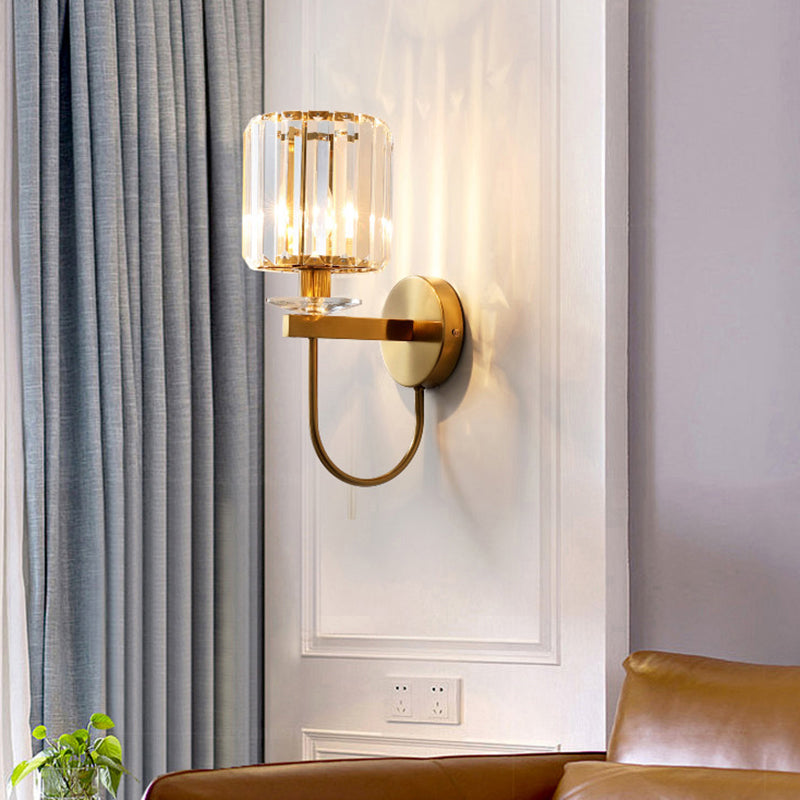 Stylish Crystal Glass Wall Light - Modern Cylinder Lamp - Fesara