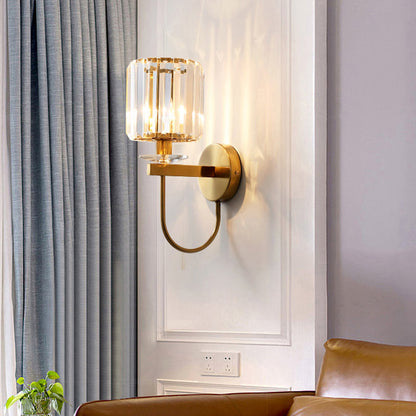 Stylish Crystal Glass Wall Light - Modern Cylinder Lamp - Fesara