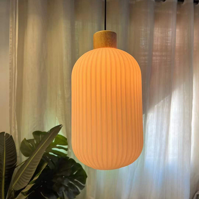 Rustic Wooden Glass Hanging Light