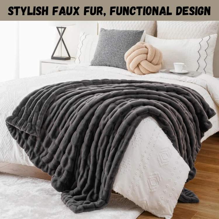 Plush Synthetic Fur Blanket Throw