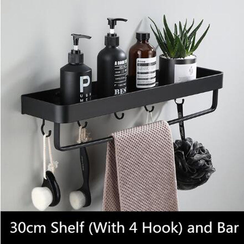 Modern Black Metal Wall Storage Shelf