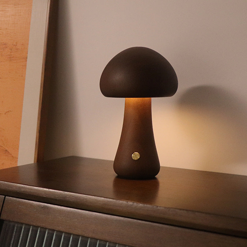 Natural Wooden Mushroom Table Lamp - Fesara