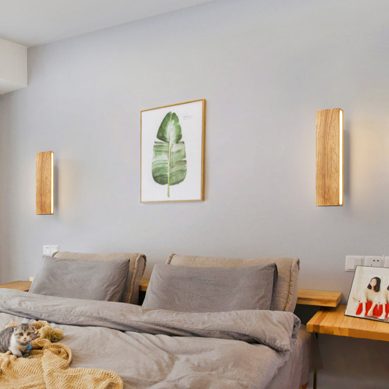 Rustic Wooden Slim LED Wall Lamp