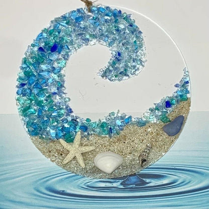 Coastal Sea Glass Wave Decoration - Fesara