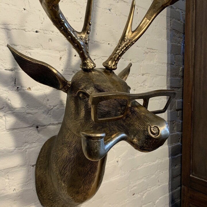 Rustic Wooden Deer Antler Wall Decor Sculpture
