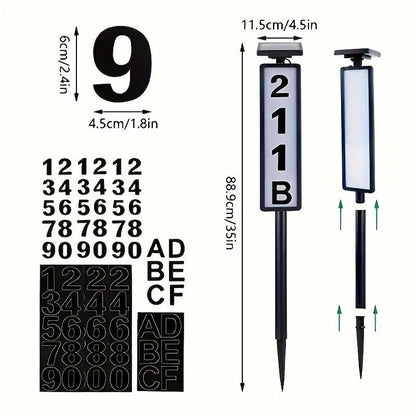 Outdoor Solar Address Sign with Double LED Lights