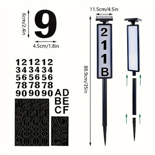 Outdoor Solar Address Sign with Double LED Lights - Fesara