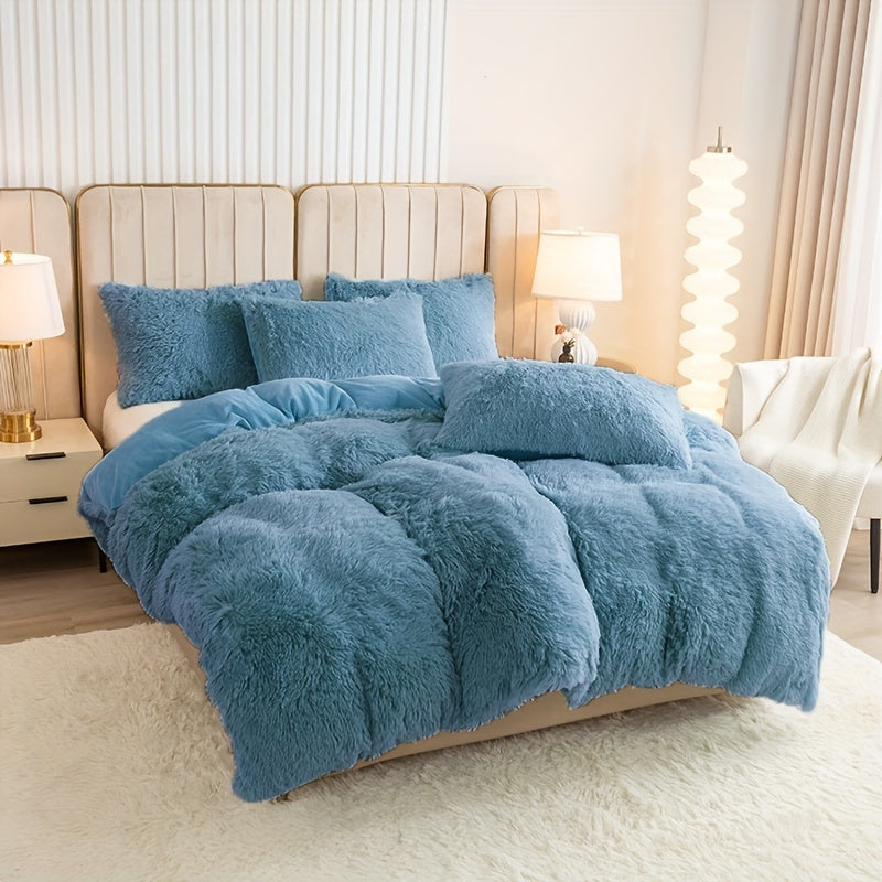Cozy Fesara Plush Duvet Cover Set with Zipper